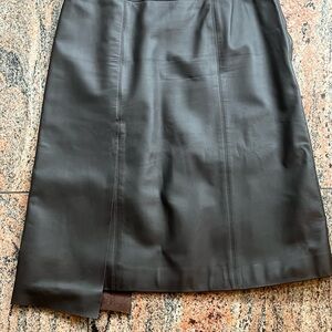 Chanel Skirt sz 38 Brown Leather